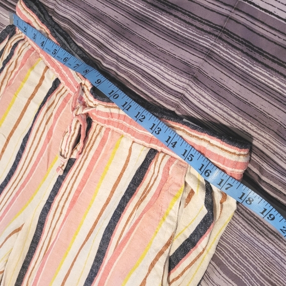 Old Navy colorful Striped pants pull-on elastic drawstring linen blend Women's L - Picture 9 of 11